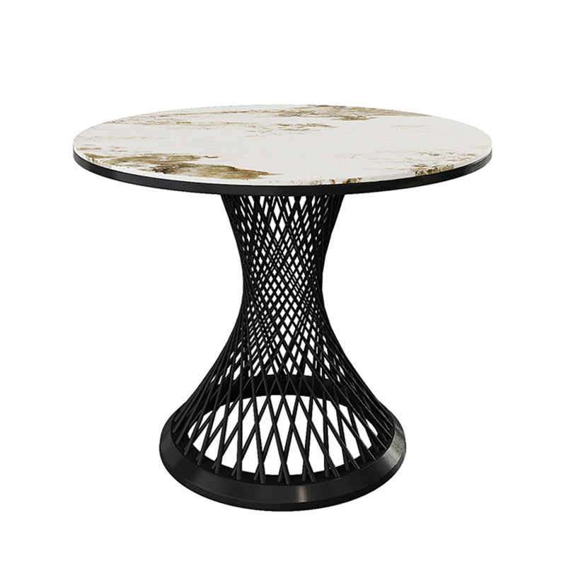 Traditional Luxury Round Stone Dining Table Pedestal Casual Dining Table 39.4"L x 39.4"W x 29.5"H Black Pandora Gold Clearhalo 'Dining Tables & Seating' 'Dining Tables' 'dining_table' 'Furniture' 'furniture_dining_table' 'Kitchen & Dining Furniture' 'kitchen' 'kitchen_dining_table' 4808740