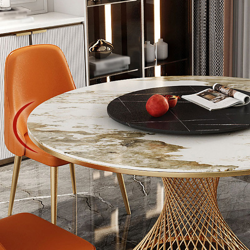 Traditional Luxury Round Stone Dining Table Pedestal Casual Dining Table Clearhalo 'Dining Tables & Seating' 'Dining Tables' 'dining_table' 'Furniture' 'furniture_dining_table' 'Kitchen & Dining Furniture' 'kitchen' 'kitchen_dining_table' 4808743
