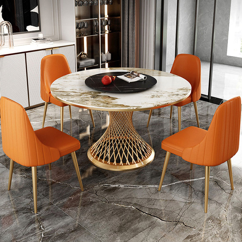Traditional Luxury Round Stone Dining Table Pedestal Casual Dining Table Clearhalo 'Dining Tables & Seating' 'Dining Tables' 'dining_table' 'Furniture' 'furniture_dining_table' 'Kitchen & Dining Furniture' 'kitchen' 'kitchen_dining_table' 4808744
