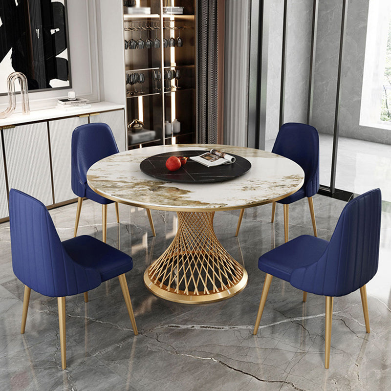 Traditional Luxury Round Stone Dining Table Pedestal Casual Dining Table Clearhalo 'Dining Tables & Seating' 'Dining Tables' 'dining_table' 'Furniture' 'furniture_dining_table' 'Kitchen & Dining Furniture' 'kitchen' 'kitchen_dining_table' 4808751