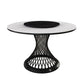 Traditional Luxury Round Stone Dining Table Pedestal Casual Dining Table 53.1"L x 53.1"W x 29.5"H Black White Clearhalo 'Dining Tables & Seating' 'Dining Tables' 'dining_table' 'Furniture' 'furniture_dining_table' 'Kitchen & Dining Furniture' 'kitchen' 'kitchen_dining_table' 4808752