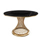 Traditional Luxury Round Stone Dining Table Pedestal Casual Dining Table 53.1"L x 53.1"W x 29.5"H Gold Black Clearhalo 'Dining Tables & Seating' 'Dining Tables' 'dining_table' 'Furniture' 'furniture_dining_table' 'Kitchen & Dining Furniture' 'kitchen' 'kitchen_dining_table' 4808754