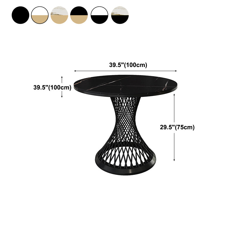 Traditional Luxury Round Stone Dining Table Pedestal Casual Dining Table Clearhalo 'Dining Tables & Seating' 'Dining Tables' 'dining_table' 'Furniture' 'furniture_dining_table' 'Kitchen & Dining Furniture' 'kitchen' 'kitchen_dining_table' 4808759