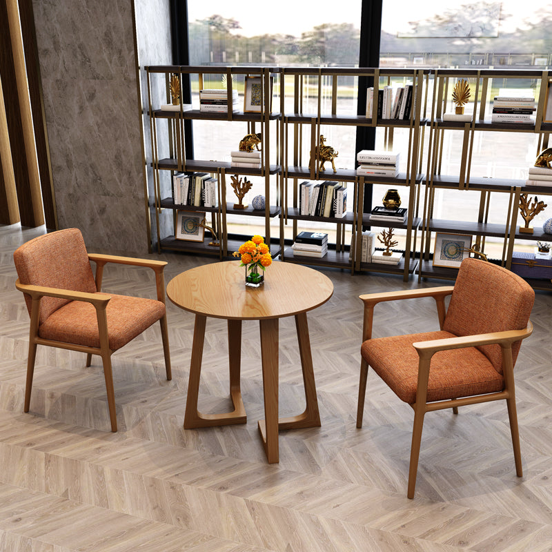 Modern Pine Solid Wood Dining Table Double Pedestal Dining Table for Dining Room Round Brown Clearhalo 'Dining Tables & Seating' 'Dining Tables' 'dining_table' 'furn' 'furn_dining_table' 'Furniture' 'furniture_dining_table' 'Kitchen & Dining Furniture' 'kitchen' 'kitchen_dining_table' 4808764