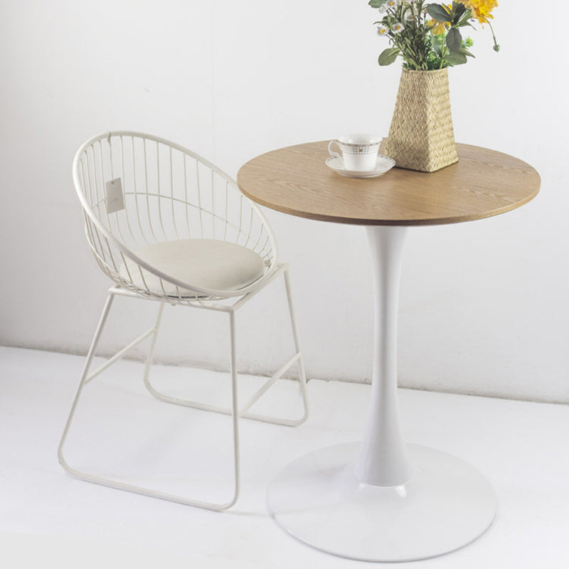 Contemporary Top Dining Table Round Dining Table with Pedestal Base Natural 23.6"L x 23.6"W x 29.5"H Without Chairs Clearhalo 'Dining Tables & Seating' 'Dining Tables' 'dining_table' 'furn' 'furn_dining_table' 'Furniture' 'furniture_dining_table' 'Kitchen & Dining Furniture' 'kitchen' 'kitchen_dining_table' 4808800