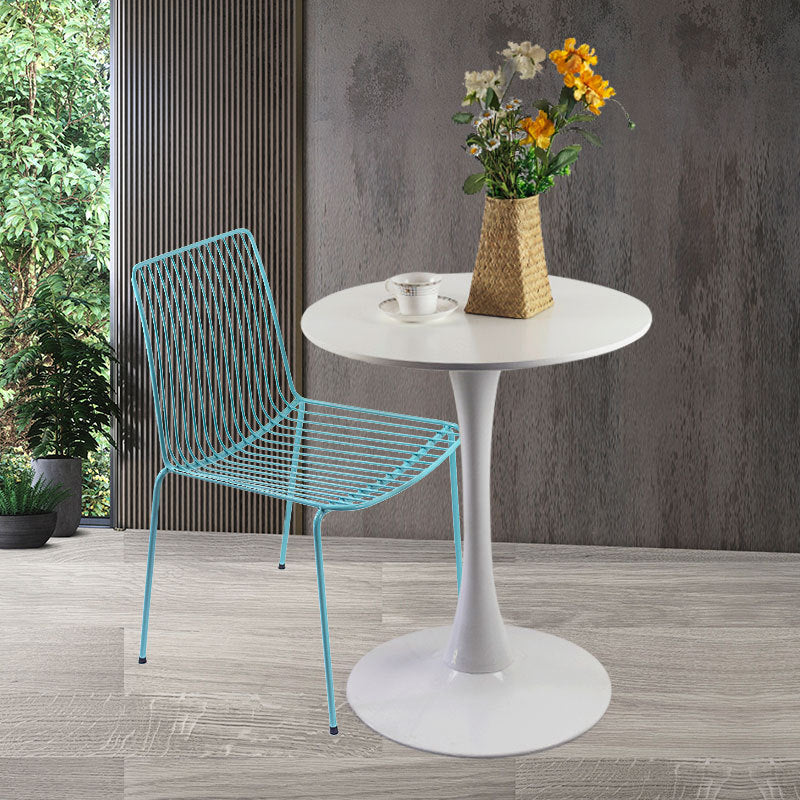 Contemporary Top Dining Table Round Dining Table with Pedestal Base White 23.6"L x 23.6"W x 29.5"H Without Chairs Clearhalo 'Dining Tables & Seating' 'Dining Tables' 'dining_table' 'furn' 'furn_dining_table' 'Furniture' 'furniture_dining_table' 'Kitchen & Dining Furniture' 'kitchen' 'kitchen_dining_table' 4808802