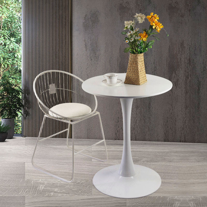 Contemporary Top Dining Table Round Dining Table with Pedestal Base White 27.6"L x 27.6"W x 29.5"H Without Chairs Clearhalo 'Dining Tables & Seating' 'Dining Tables' 'dining_table' 'furn' 'furn_dining_table' 'Furniture' 'furniture_dining_table' 'Kitchen & Dining Furniture' 'kitchen' 'kitchen_dining_table' 4808803