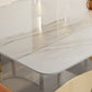 Luxury Sintered Stone Dining Table Rectangle Table with Single Pedestal in Gold Clearhalo 'Dining Tables & Seating' 'Dining Tables' 'dining_table' 'furn' 'furn_dining_table' 'Furniture' 'furniture_dining_table' 'Kitchen & Dining Furniture' 'kitchen' 'kitchen_dining_table' 4808825