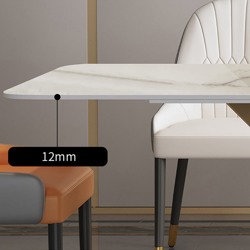 Luxury Sintered Stone Dining Table Rectangle Table with Single Pedestal in Gold Clearhalo 'Dining Tables & Seating' 'Dining Tables' 'dining_table' 'furn' 'furn_dining_table' 'Furniture' 'furniture_dining_table' 'Kitchen & Dining Furniture' 'kitchen' 'kitchen_dining_table' 4808827