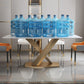 Luxury Sintered Stone Dining Table Rectangle Table with Single Pedestal in Gold Clearhalo 'Dining Tables & Seating' 'Dining Tables' 'dining_table' 'furn' 'furn_dining_table' 'Furniture' 'furniture_dining_table' 'Kitchen & Dining Furniture' 'kitchen' 'kitchen_dining_table' 4808829