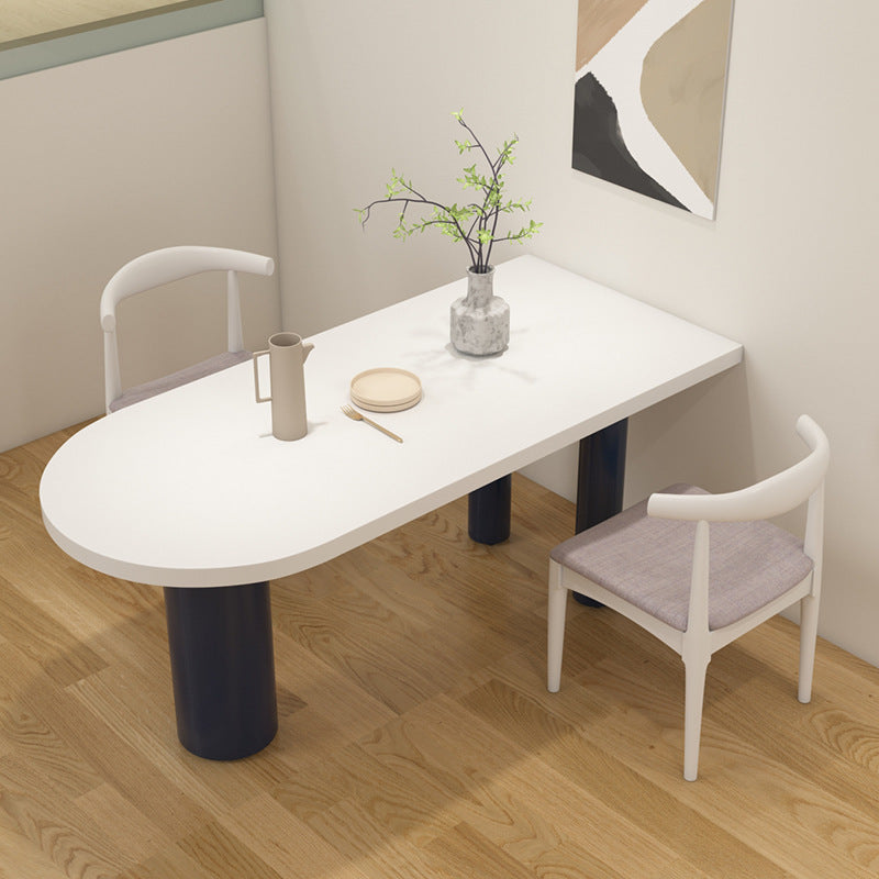 Simplicity Pine Restaurant Table Solid Wood Matte Finish 3 Legs Dining Table White-Blue 70.9"L x 31.5"W x 29.5"H Without Chairs Clearhalo 'Dining Tables & Seating' 'Dining Tables' 'dining_table' 'furn' 'furn_dining_table' 'Furniture' 'furniture_dining_table' 'Kitchen & Dining Furniture' 'kitchen' 'kitchen_dining_table' 4808839