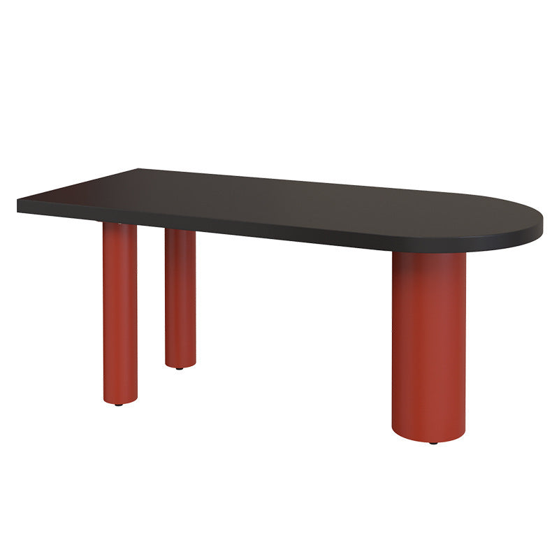 Simplicity Pine Restaurant Table Solid Wood Matte Finish 3 Legs Dining Table Black-Red Without Chairs Clearhalo 'Dining Tables & Seating' 'Dining Tables' 'dining_table' 'furn' 'furn_dining_table' 'Furniture' 'furniture_dining_table' 'Kitchen & Dining Furniture' 'kitchen' 'kitchen_dining_table' 4808840