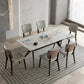 Medieval Modern Sintered Stone Top Dining Table Rectangle Kitchen Table with 4 Legs White Without Chairs Clearhalo 'Dining Tables & Seating' 'Dining Tables' 'dining_table' 'furn' 'furn_dining_table' 'Furniture' 'furniture_dining_table' 'Kitchen & Dining Furniture' 'kitchen' 'kitchen_dining_table' 4808857