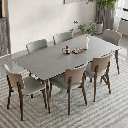 Medieval Modern Sintered Stone Top Dining Table Rectangle Kitchen Table with 4 Legs Gray 51.2"L x 31.5"W x 29.5"H Without Chairs Clearhalo 'Dining Tables & Seating' 'Dining Tables' 'dining_table' 'furn' 'furn_dining_table' 'Furniture' 'furniture_dining_table' 'Kitchen & Dining Furniture' 'kitchen' 'kitchen_dining_table' 4808860