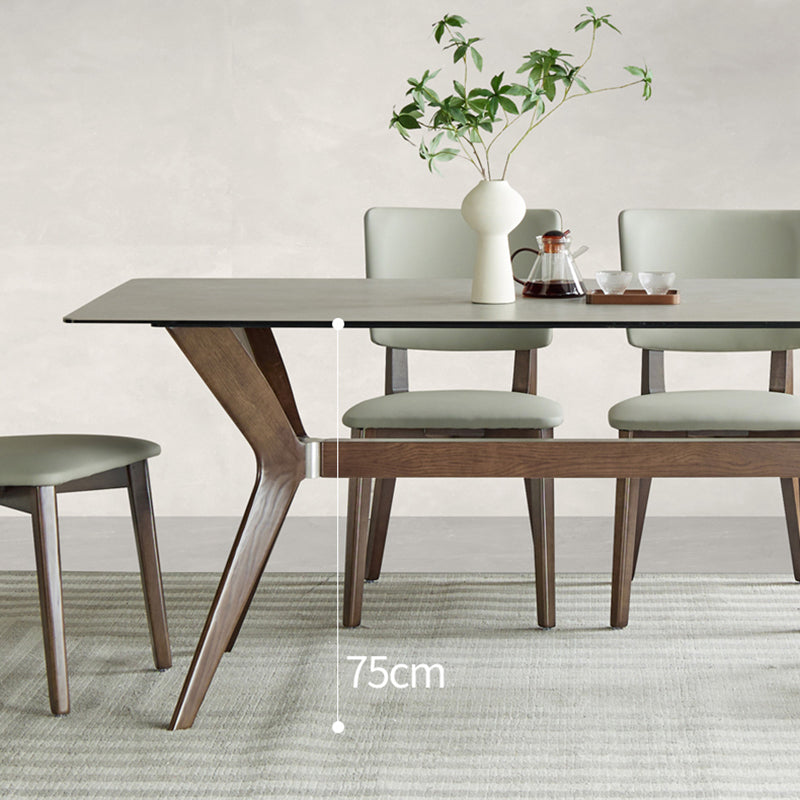 Medieval Modern Sintered Stone Top Dining Table Rectangle Kitchen Table with 4 Legs Clearhalo 'Dining Tables & Seating' 'Dining Tables' 'dining_table' 'furn' 'furn_dining_table' 'Furniture' 'furniture_dining_table' 'Kitchen & Dining Furniture' 'kitchen' 'kitchen_dining_table' 4808865