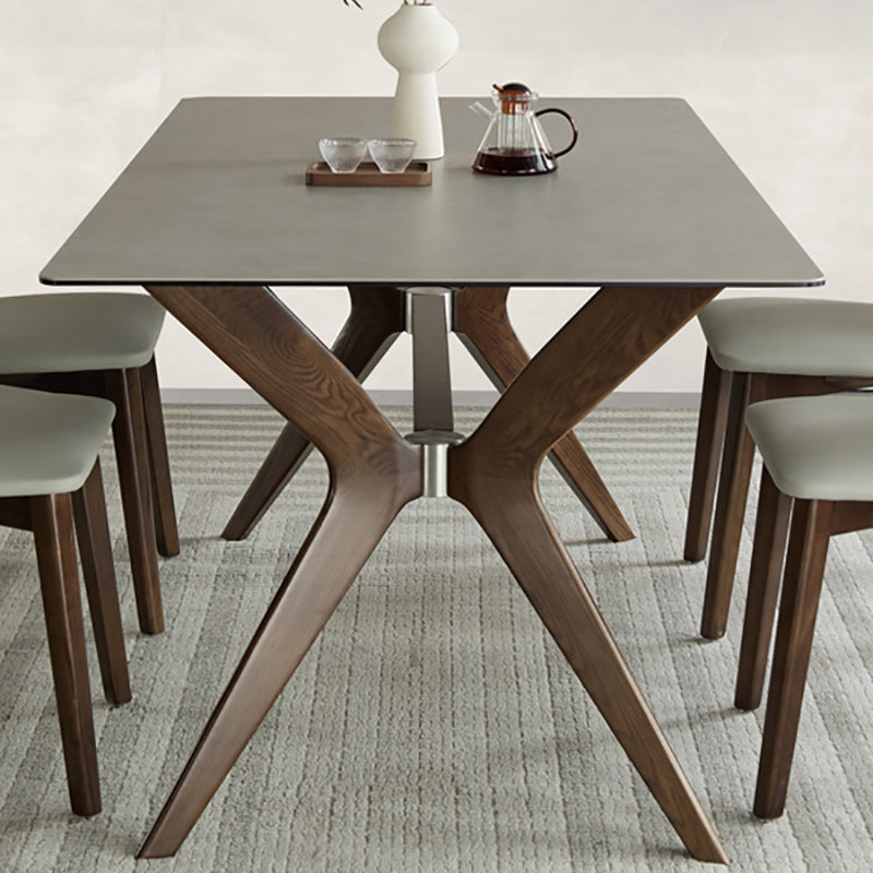 Medieval Modern Sintered Stone Top Dining Table Rectangle Kitchen Table with 4 Legs Clearhalo 'Dining Tables & Seating' 'Dining Tables' 'dining_table' 'furn' 'furn_dining_table' 'Furniture' 'furniture_dining_table' 'Kitchen & Dining Furniture' 'kitchen' 'kitchen_dining_table' 4808866