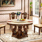 Round Shape Dining Site Table Marble Pedestal Dining Room Collection with Turntable Brown 51.2"L x 51.2"W x 30.7"H Without Chairs Clearhalo 'Dining Tables & Seating' 'Dining Tables' 'dining_table' 'furn' 'furn_dining_table' 'Furniture' 'furniture_dining_table' 'Kitchen & Dining Furniture' 'kitchen' 'kitchen_dining_table' 4808875