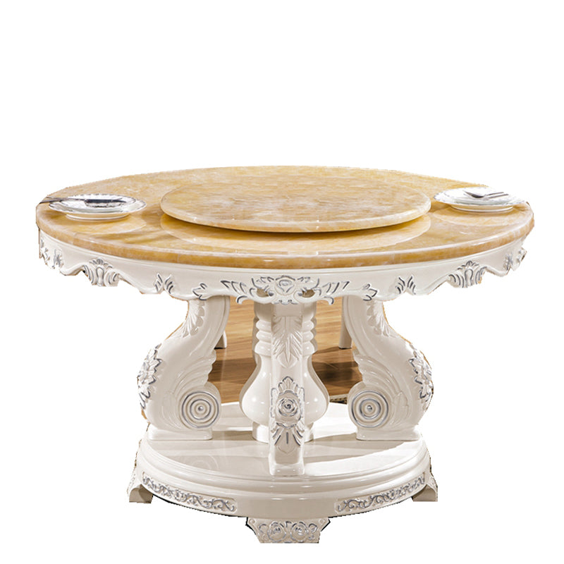 Round Shape Dining Site Table Marble Pedestal Dining Room Collection with Turntable White Without Chairs Clearhalo 'Dining Tables & Seating' 'Dining Tables' 'dining_table' 'furn' 'furn_dining_table' 'Furniture' 'furniture_dining_table' 'Kitchen & Dining Furniture' 'kitchen' 'kitchen_dining_table' 4808879