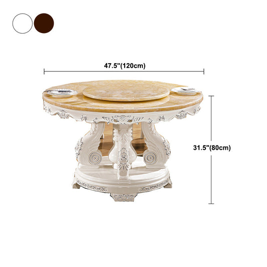 Round Shape Dining Site Table Marble Pedestal Dining Room Collection with Turntable Clearhalo 'Dining Tables & Seating' 'Dining Tables' 'dining_table' 'furn' 'furn_dining_table' 'Furniture' 'furniture_dining_table' 'Kitchen & Dining Furniture' 'kitchen' 'kitchen_dining_table' 4808884