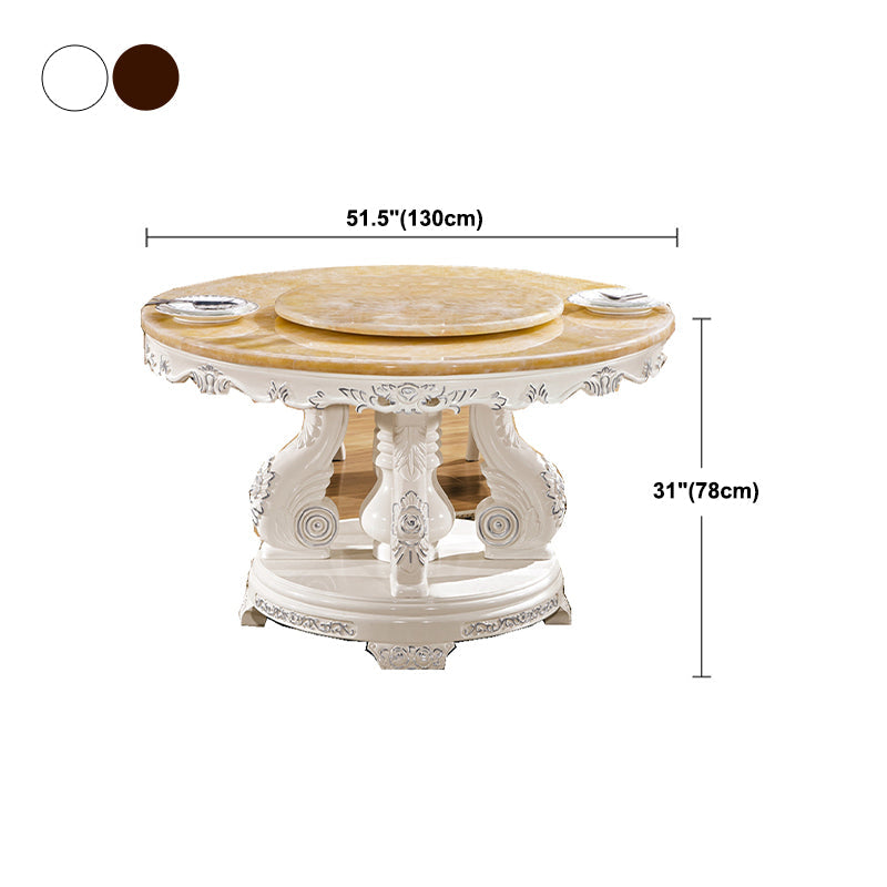 Round Shape Dining Site Table Marble Pedestal Dining Room Collection with Turntable Clearhalo 'Dining Tables & Seating' 'Dining Tables' 'dining_table' 'furn' 'furn_dining_table' 'Furniture' 'furniture_dining_table' 'Kitchen & Dining Furniture' 'kitchen' 'kitchen_dining_table' 4808885