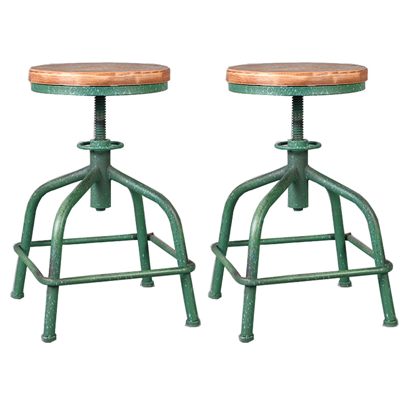 Industrial Dining Chair Adjustable Height Chair with Metal Legs Wood Green Backless Clearhalo 'Dining Chairs' 'Dining Tables & Seating' 'dining_chair' 'furn' 'furn_dining_chair' 'Furniture' 'furniture_dining_chair' 'Kitchen & Dining Furniture' 4808892