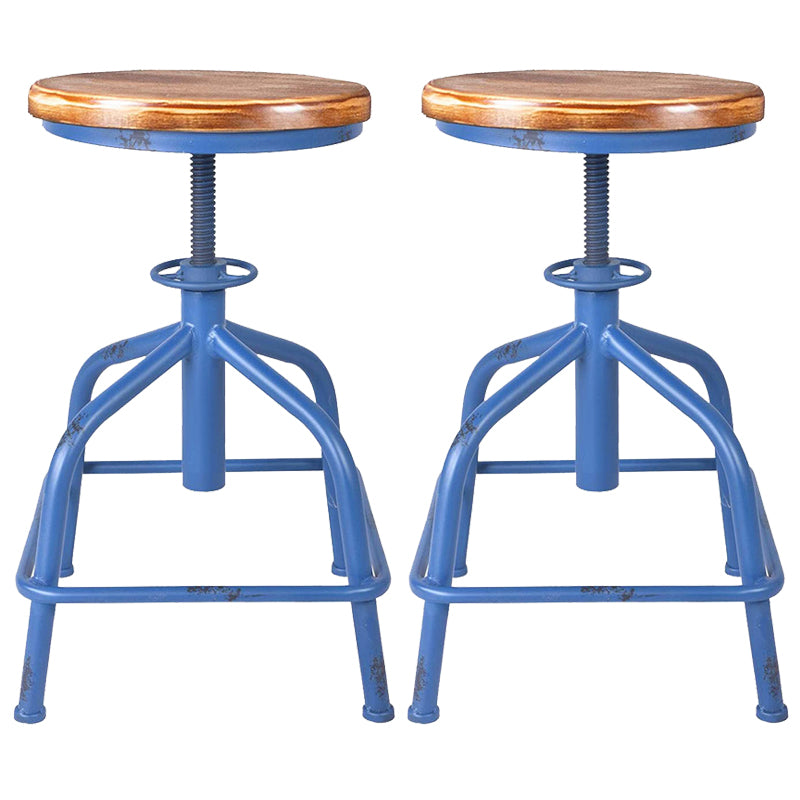 Industrial Dining Chair Adjustable Height Chair with Metal Legs Wood Blue Backless Clearhalo 'Dining Chairs' 'Dining Tables & Seating' 'dining_chair' 'furn' 'furn_dining_chair' 'Furniture' 'furniture_dining_chair' 'Kitchen & Dining Furniture' 4808894