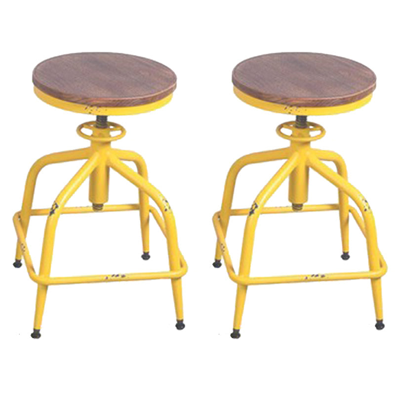 Industrial Dining Chair Adjustable Height Chair with Metal Legs Wood Yellow Backless Clearhalo 'Dining Chairs' 'Dining Tables & Seating' 'dining_chair' 'furn' 'furn_dining_chair' 'Furniture' 'furniture_dining_chair' 'Kitchen & Dining Furniture' 4808897