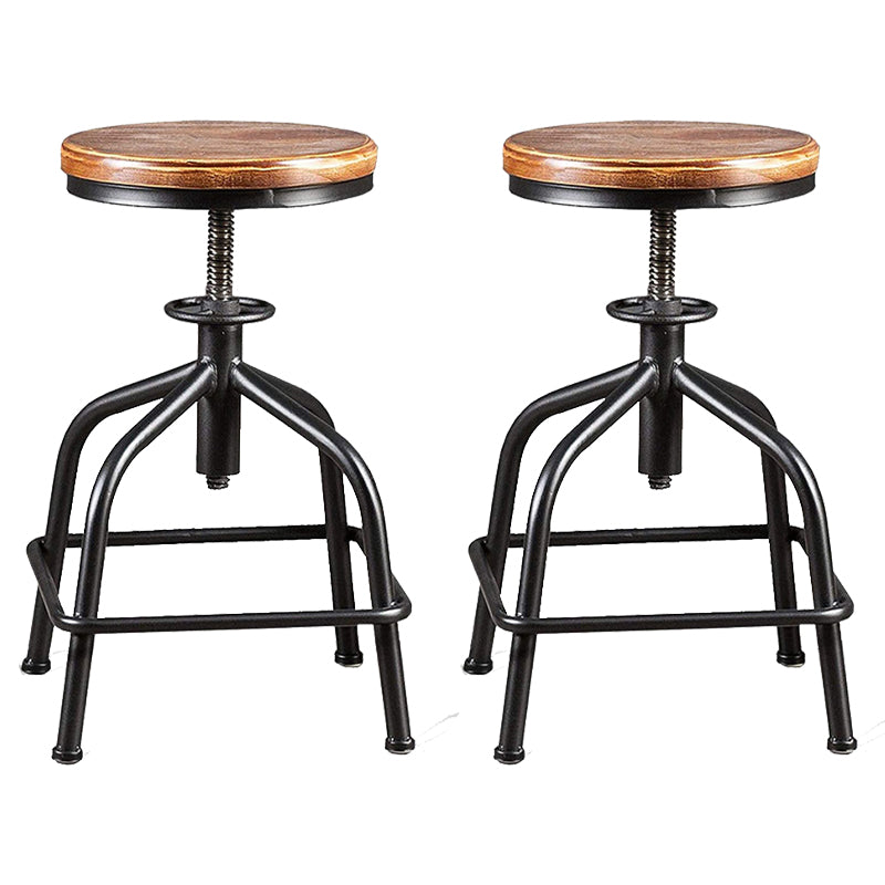 Industrial Dining Chair Adjustable Height Chair with Metal Legs Wood Black Backless Clearhalo 'Dining Chairs' 'Dining Tables & Seating' 'dining_chair' 'furn' 'furn_dining_chair' 'Furniture' 'furniture_dining_chair' 'Kitchen & Dining Furniture' 4808900