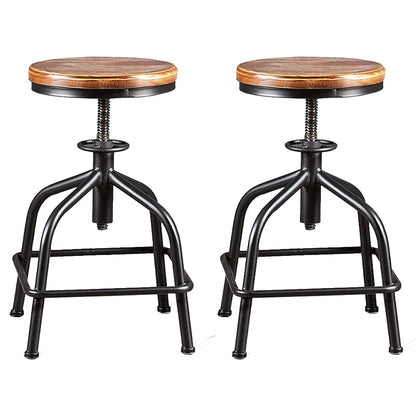 Industrial Dining Chair Adjustable Height Chair with Metal Legs Wood Black Backless Clearhalo 'Dining Chairs' 'Dining Tables & Seating' 'dining_chair' 'furn' 'furn_dining_chair' 'Furniture' 'furniture_dining_chair' 'Kitchen & Dining Furniture' 4808900