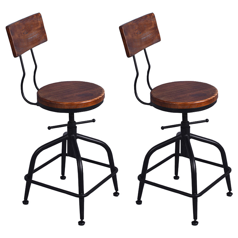 Industrial Dining Chair Adjustable Height Chair with Metal Legs Wood Black With Back Clearhalo 'Dining Chairs' 'Dining Tables & Seating' 'dining_chair' 'furn' 'furn_dining_chair' 'Furniture' 'furniture_dining_chair' 'Kitchen & Dining Furniture' 4808903