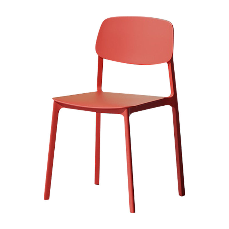 Nordic Style Open Back Dining Side Chair for Home Plastic Dining Armless Chair Red 1 Piece Clearhalo 'Dining Chairs' 'Dining Tables & Seating' 'dining_chair' 'furn' 'furn_dining_chair' 'Furniture' 'furniture_dining_chair' 'Kitchen & Dining Furniture' 4808909