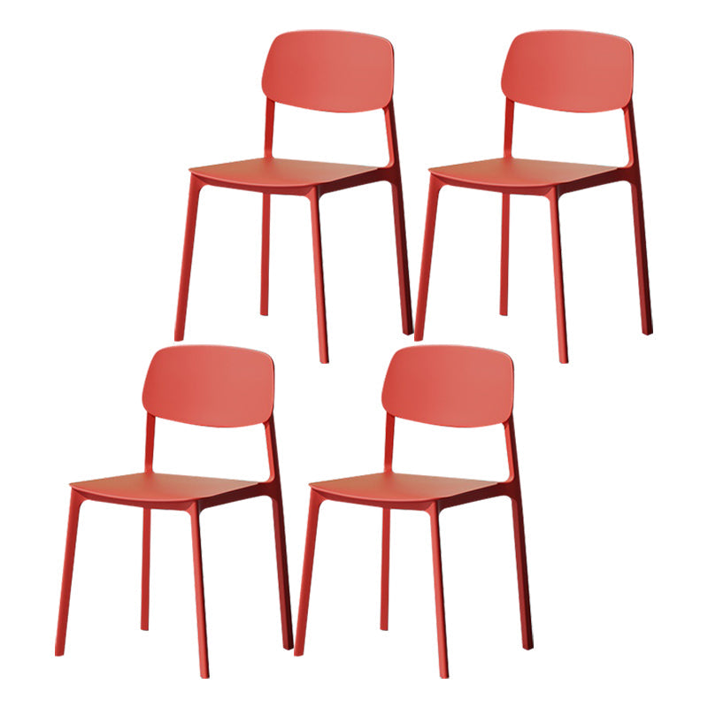Nordic Style Open Back Dining Side Chair for Home Plastic Dining Armless Chair Red 4 Piece Set Clearhalo 'Dining Chairs' 'Dining Tables & Seating' 'dining_chair' 'furn' 'furn_dining_chair' 'Furniture' 'furniture_dining_chair' 'Kitchen & Dining Furniture' 4808913