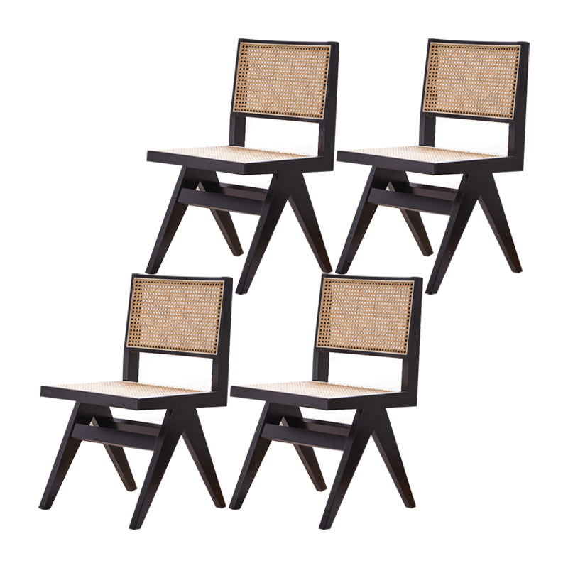 Nordic Style Wood Side Dining Chairs Open Back Dining Side Chair Black 4 Piece Set Clearhalo 'Dining Chairs' 'Dining Tables & Seating' 'dining_chair' 'furn' 'furn_dining_chair' 'Furniture' 'furniture_dining_chair' 'Kitchen & Dining Furniture' 4808931