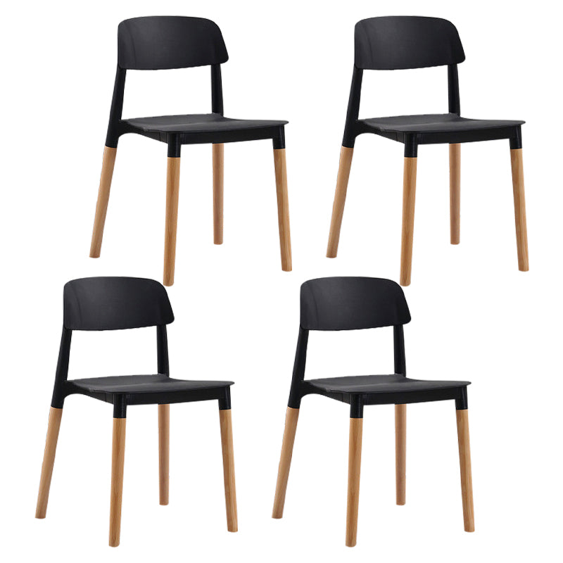 Wood Scandinavian Kitchen Dining Room Chair Open Back Side Chair Black 4 Piece Set Clearhalo 'Dining Chairs' 'Dining Tables & Seating' 'dining_chair' 'furn' 'furn_dining_chair' 'Furniture' 'furniture_dining_chair' 'Kitchen & Dining Furniture' 4808948