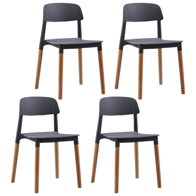 Wood Scandinavian Kitchen Dining Room Chair Open Back Side Chair Grey 4 Piece Set Clearhalo 'Dining Chairs' 'Dining Tables & Seating' 'dining_chair' 'furn' 'furn_dining_chair' 'Furniture' 'furniture_dining_chair' 'Kitchen & Dining Furniture' 4808953