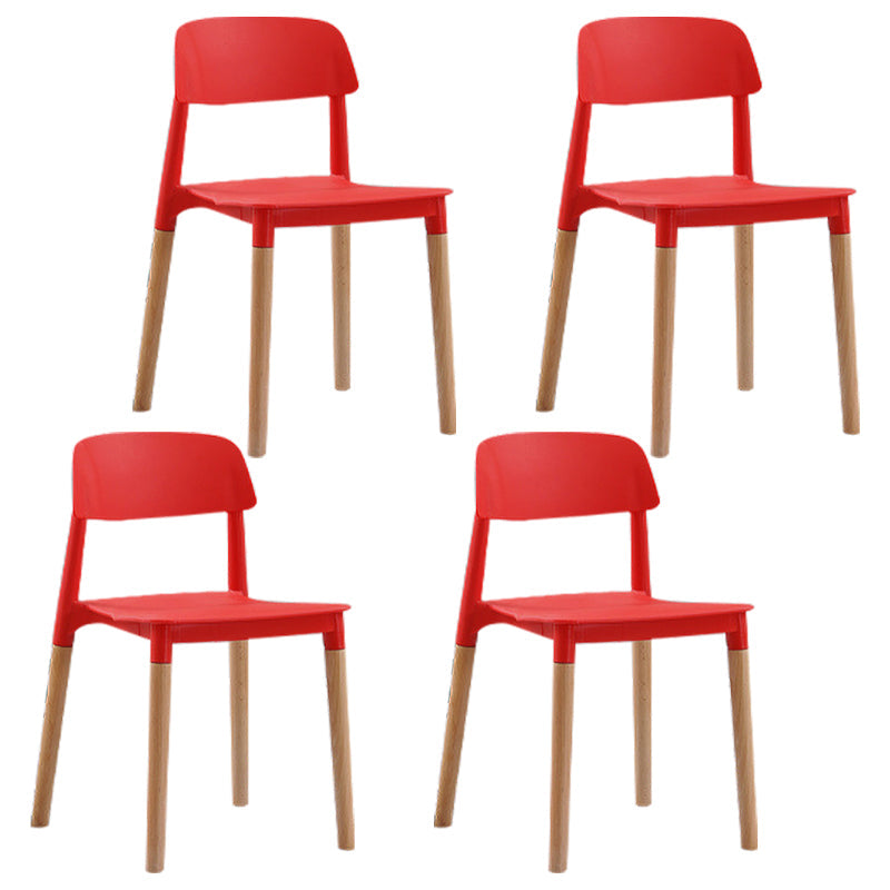 Wood Scandinavian Kitchen Dining Room Chair Open Back Side Chair Red 4 Piece Set Clearhalo 'Dining Chairs' 'Dining Tables & Seating' 'dining_chair' 'furn' 'furn_dining_chair' 'Furniture' 'furniture_dining_chair' 'Kitchen & Dining Furniture' 4808960