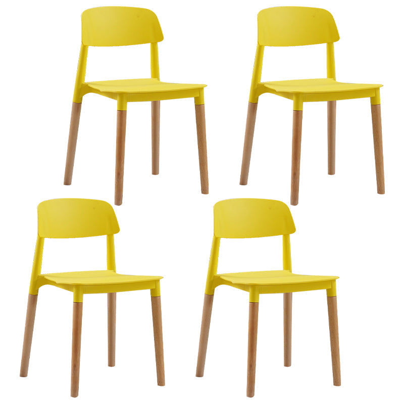 Wood Scandinavian Kitchen Dining Room Chair Open Back Side Chair Yellow 4 Piece Set Clearhalo 'Dining Chairs' 'Dining Tables & Seating' 'dining_chair' 'furn' 'furn_dining_chair' 'Furniture' 'furniture_dining_chair' 'Kitchen & Dining Furniture' 4808964