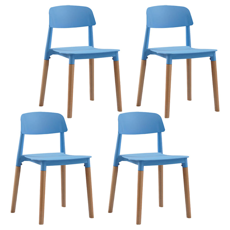 Wood Scandinavian Kitchen Dining Room Chair Open Back Side Chair Blue 4 Piece Set Clearhalo 'Dining Chairs' 'Dining Tables & Seating' 'dining_chair' 'furn' 'furn_dining_chair' 'Furniture' 'furniture_dining_chair' 'Kitchen & Dining Furniture' 4808968