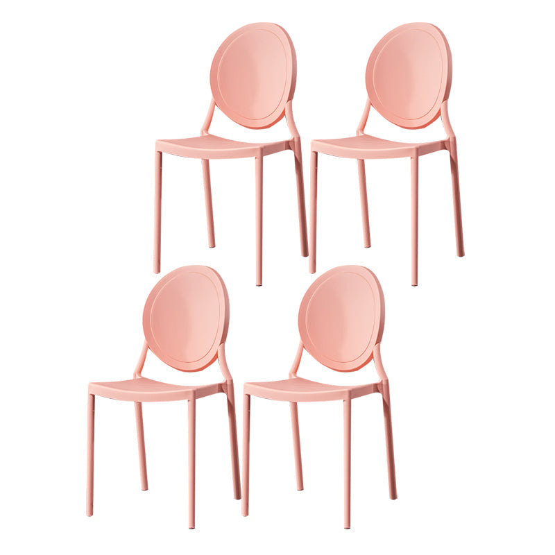 Nordic Glam Style Chair Kitchen Armless Chair with Plastic Legs Pink Set of 4 Clearhalo 'Dining Chairs' 'Dining Tables & Seating' 'dining_chair' 'Furniture' 'furniture_dining_chair' 'Kitchen & Dining Furniture' 4808987