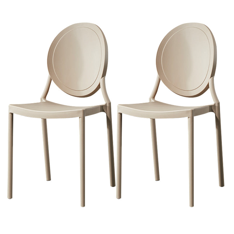 Nordic Glam Style Chair Kitchen Armless Chair with Plastic Legs Khaki Set of 2 Clearhalo 'Dining Chairs' 'Dining Tables & Seating' 'dining_chair' 'Furniture' 'furniture_dining_chair' 'Kitchen & Dining Furniture' 4808990
