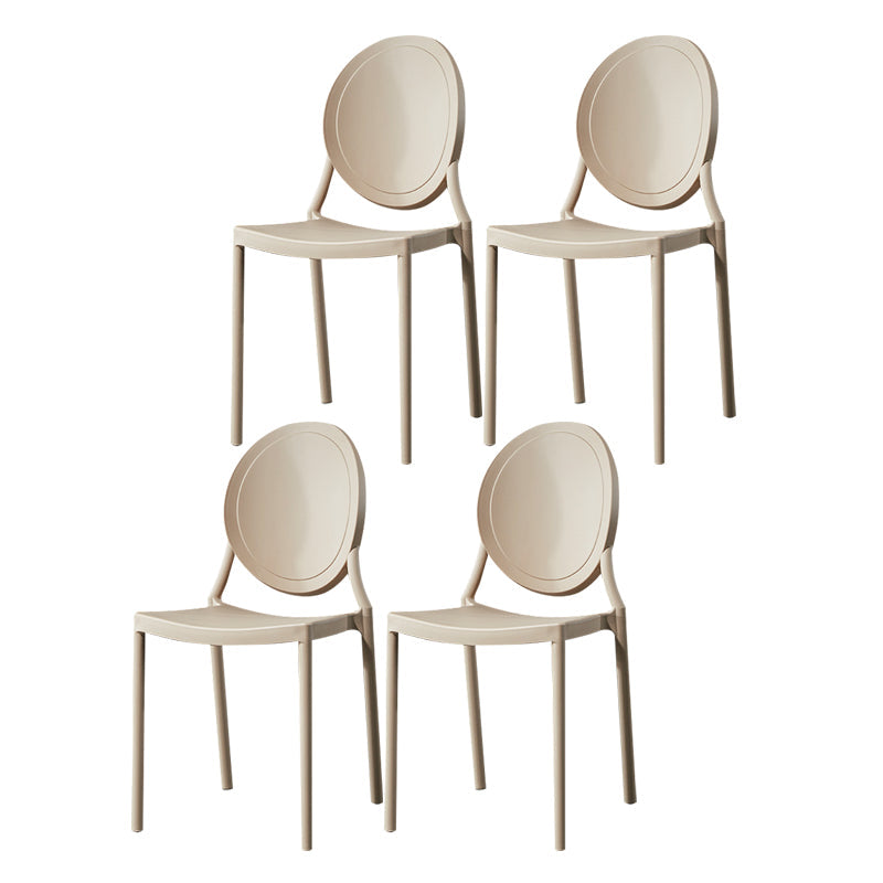 Nordic Glam Style Chair Kitchen Armless Chair with Plastic Legs Khaki Set of 4 Clearhalo 'Dining Chairs' 'Dining Tables & Seating' 'dining_chair' 'Furniture' 'furniture_dining_chair' 'Kitchen & Dining Furniture' 4808991