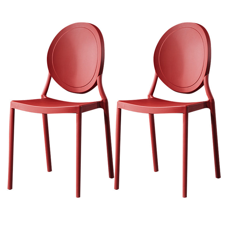 Nordic Glam Style Chair Kitchen Armless Chair with Plastic Legs Burgundy Set of 2 Clearhalo 'Dining Chairs' 'Dining Tables & Seating' 'dining_chair' 'Furniture' 'furniture_dining_chair' 'Kitchen & Dining Furniture' 4808992