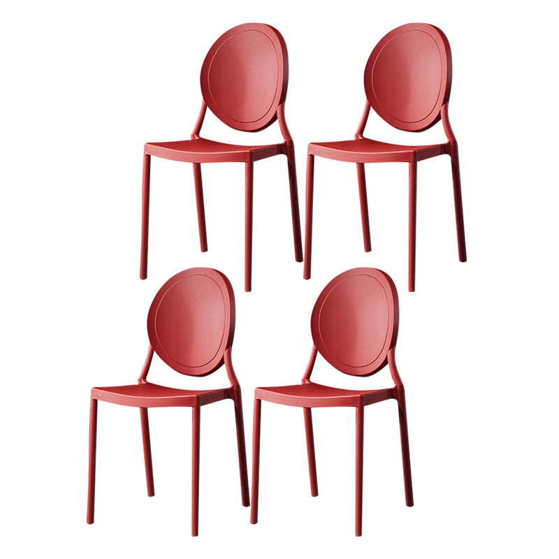 Nordic Glam Style Chair Kitchen Armless Chair with Plastic Legs Burgundy Set of 4 Clearhalo 'Dining Chairs' 'Dining Tables & Seating' 'dining_chair' 'Furniture' 'furniture_dining_chair' 'Kitchen & Dining Furniture' 4808993