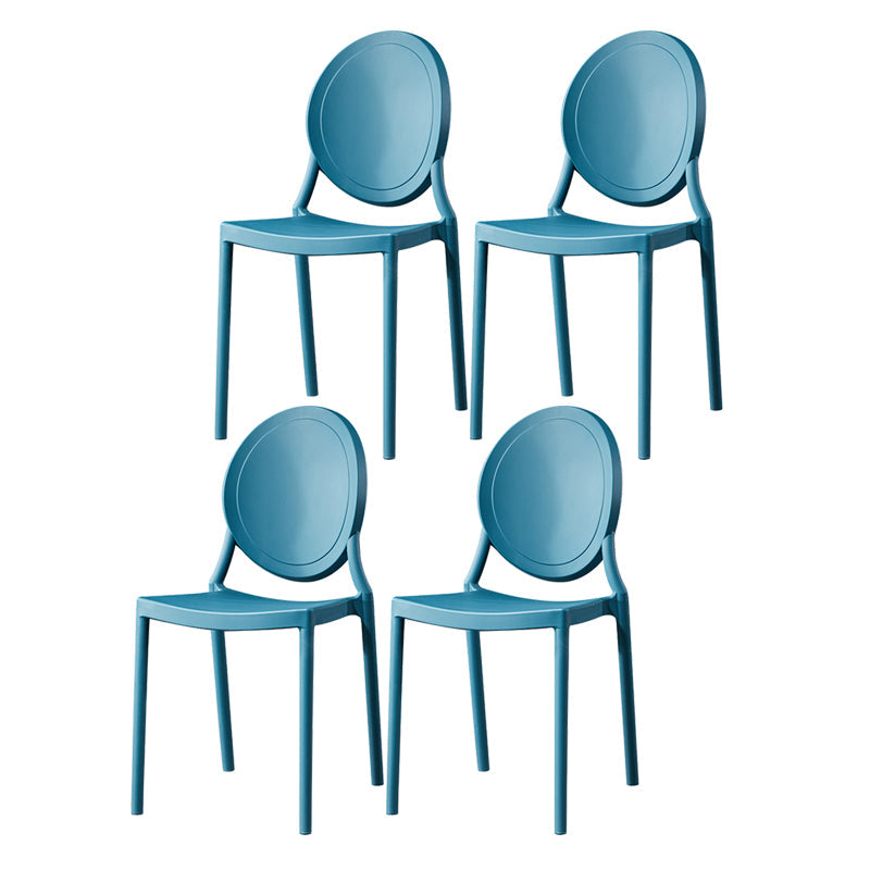 Nordic Glam Style Chair Kitchen Armless Chair with Plastic Legs Peacock Blue Set of 4 Clearhalo 'Dining Chairs' 'Dining Tables & Seating' 'dining_chair' 'Furniture' 'furniture_dining_chair' 'Kitchen & Dining Furniture' 4808997