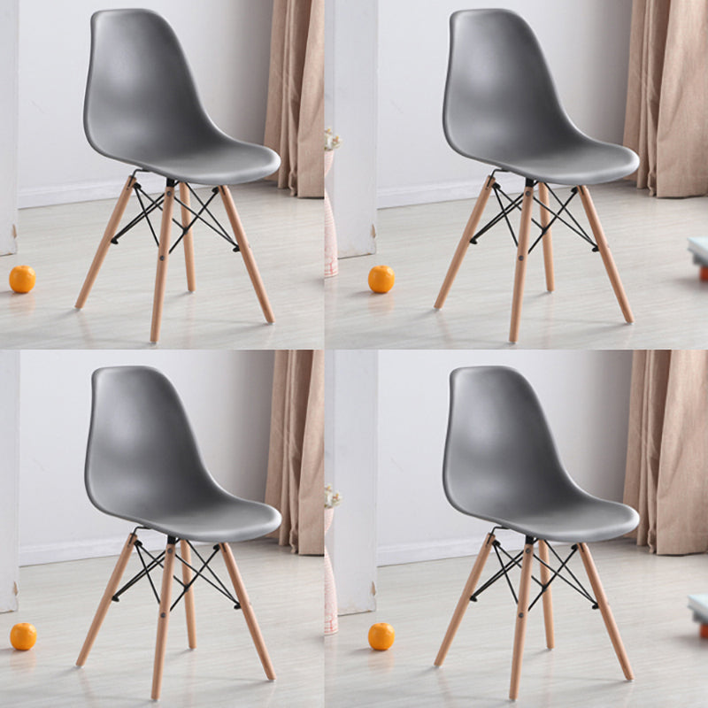 Scandinavian Wood Kitchen Dining Room Chair Open Back Side Chair Grey Set of 4 Clearhalo 'Dining Chairs' 'Dining Tables & Seating' 'dining_chair' 'Furniture' 'furniture_dining_chair' 'Kitchen & Dining Furniture' 4809000
