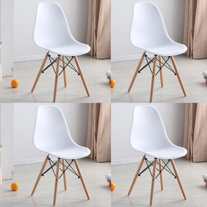 Scandinavian Wood Kitchen Dining Room Chair Open Back Side Chair White Set of 4 Clearhalo 'Dining Chairs' 'Dining Tables & Seating' 'dining_chair' 'Furniture' 'furniture_dining_chair' 'Kitchen & Dining Furniture' 4809001