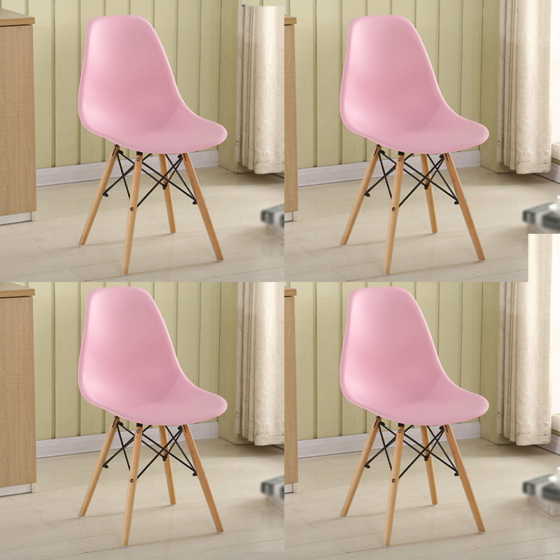 Scandinavian Wood Kitchen Dining Room Chair Open Back Side Chair Pink Set of 4 Clearhalo 'Dining Chairs' 'Dining Tables & Seating' 'dining_chair' 'Furniture' 'furniture_dining_chair' 'Kitchen & Dining Furniture' 4809005