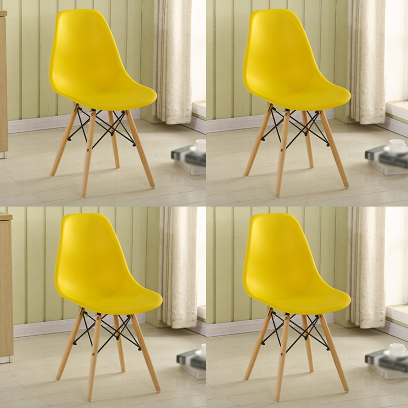 Scandinavian Wood Kitchen Dining Room Chair Open Back Side Chair Yellow Set of 4 Clearhalo 'Dining Chairs' 'Dining Tables & Seating' 'dining_chair' 'Furniture' 'furniture_dining_chair' 'Kitchen & Dining Furniture' 4809007