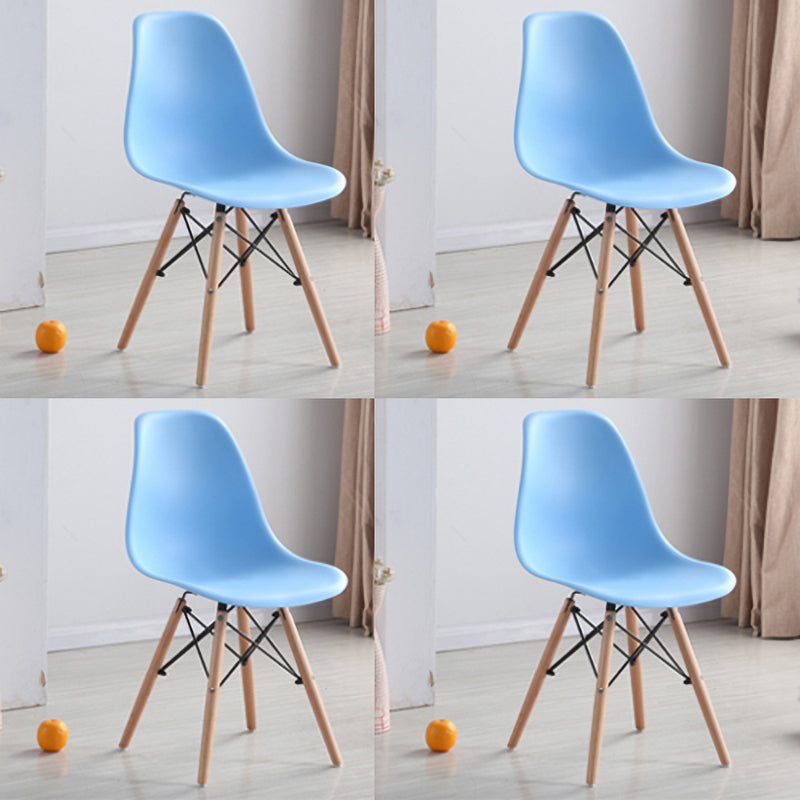 Scandinavian Wood Kitchen Dining Room Chair Open Back Side Chair Sky Blue Set of 4 Clearhalo 'Dining Chairs' 'Dining Tables & Seating' 'dining_chair' 'Furniture' 'furniture_dining_chair' 'Kitchen & Dining Furniture' 4809009