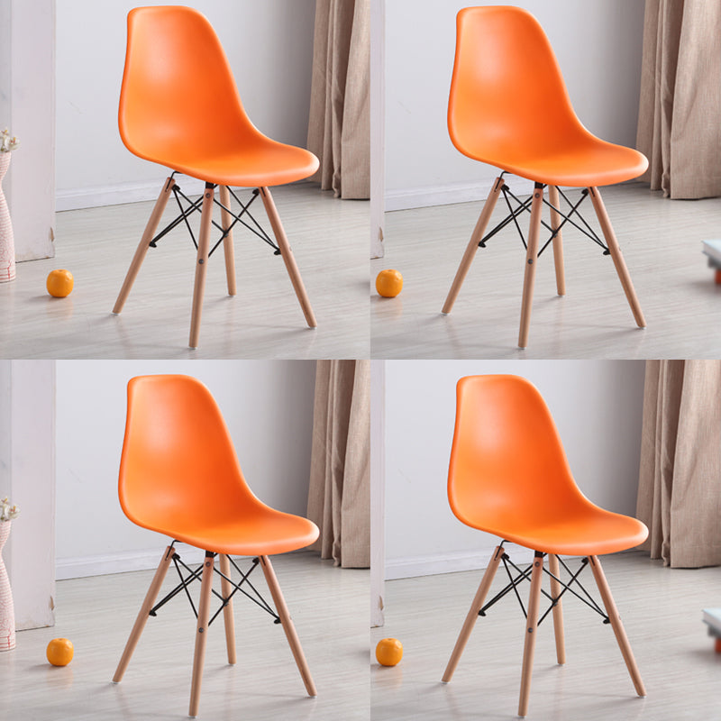 Scandinavian Wood Kitchen Dining Room Chair Open Back Side Chair Orange Set of 4 Clearhalo 'Dining Chairs' 'Dining Tables & Seating' 'dining_chair' 'Furniture' 'furniture_dining_chair' 'Kitchen & Dining Furniture' 4809015
